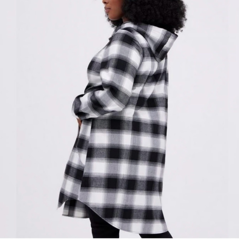 Torrid Oversized Cottagecore Hooded Flannel Shacket Trench Jacket Size  4X